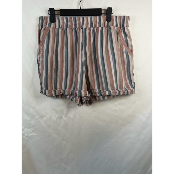 Pact Pants - Pact Women's Shorts Tan w/blue and pink stripes Size Large